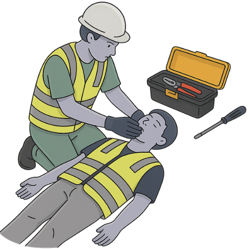 Electrician performing a rescue from live low voltage panel